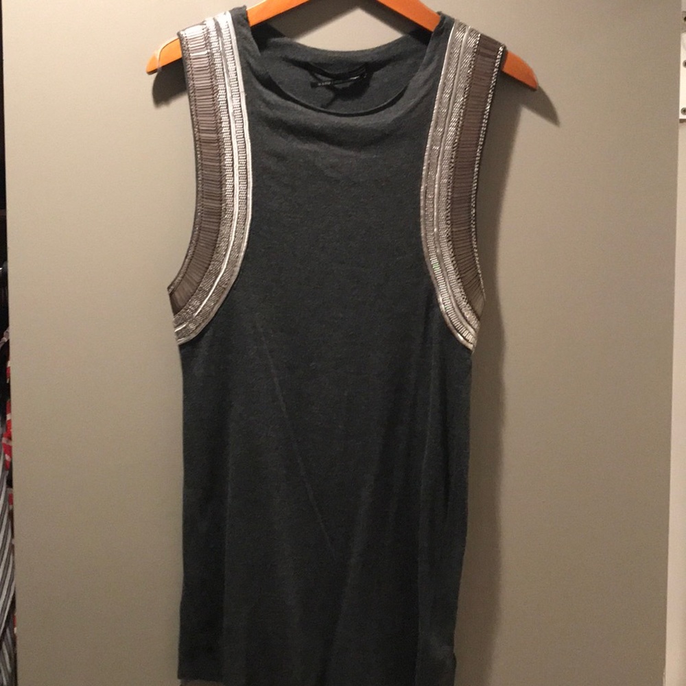 All Saints Siri dark Gray Beaded  Vest Top